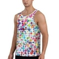 thumbnail image 2 of Fotbe Colorful Watercolor Dots Pattern Men's Quick Dry Workout Tank Top Gym Muscle Tee Fitness Bodybuilding Sleeveless T Shirt Breathable Workout Shirt-Small, 2 of 9