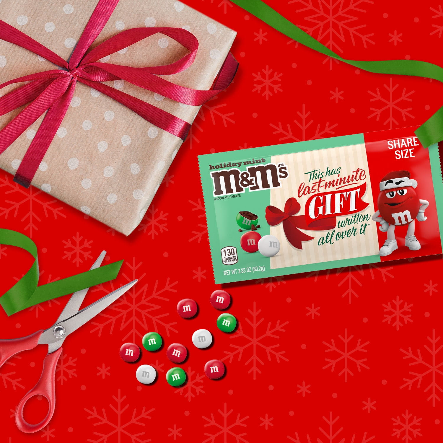 M&M's Mint Milk Chocolate Christmas Candy, Share Size - 2.83 oz Bag