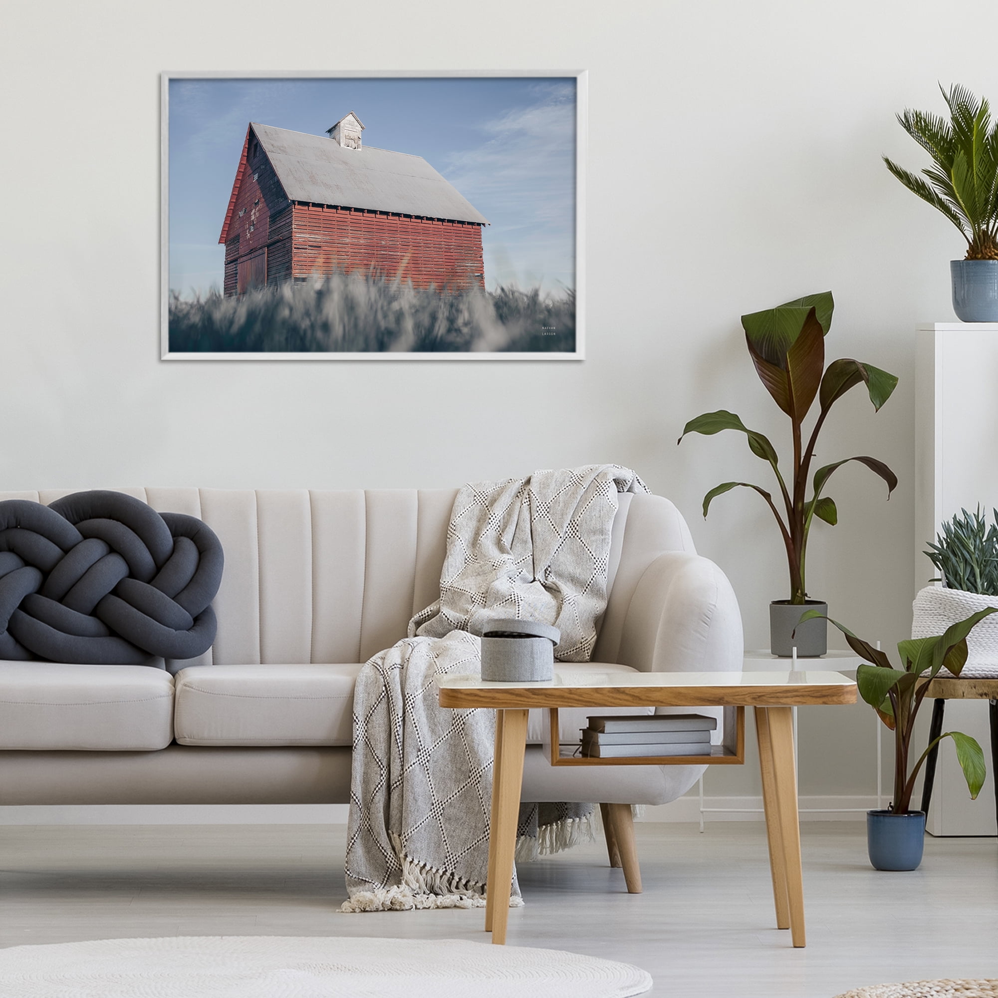 Stupell Industries End Of The Field Cottage White Framed Giclee Art, design by Nathan Larson