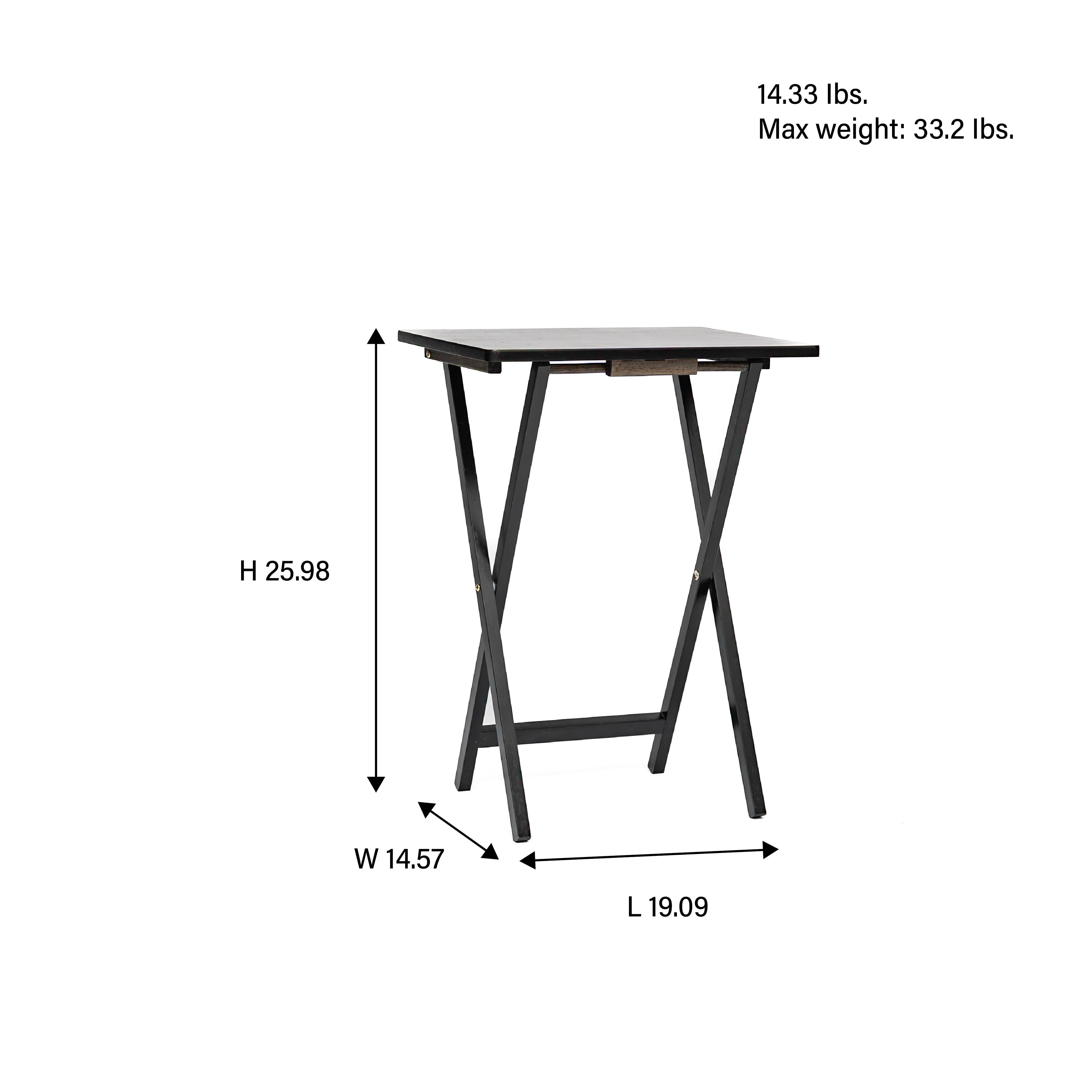Mainstays Rubberwood Folding TV Tray Table, Black (Set of 2)