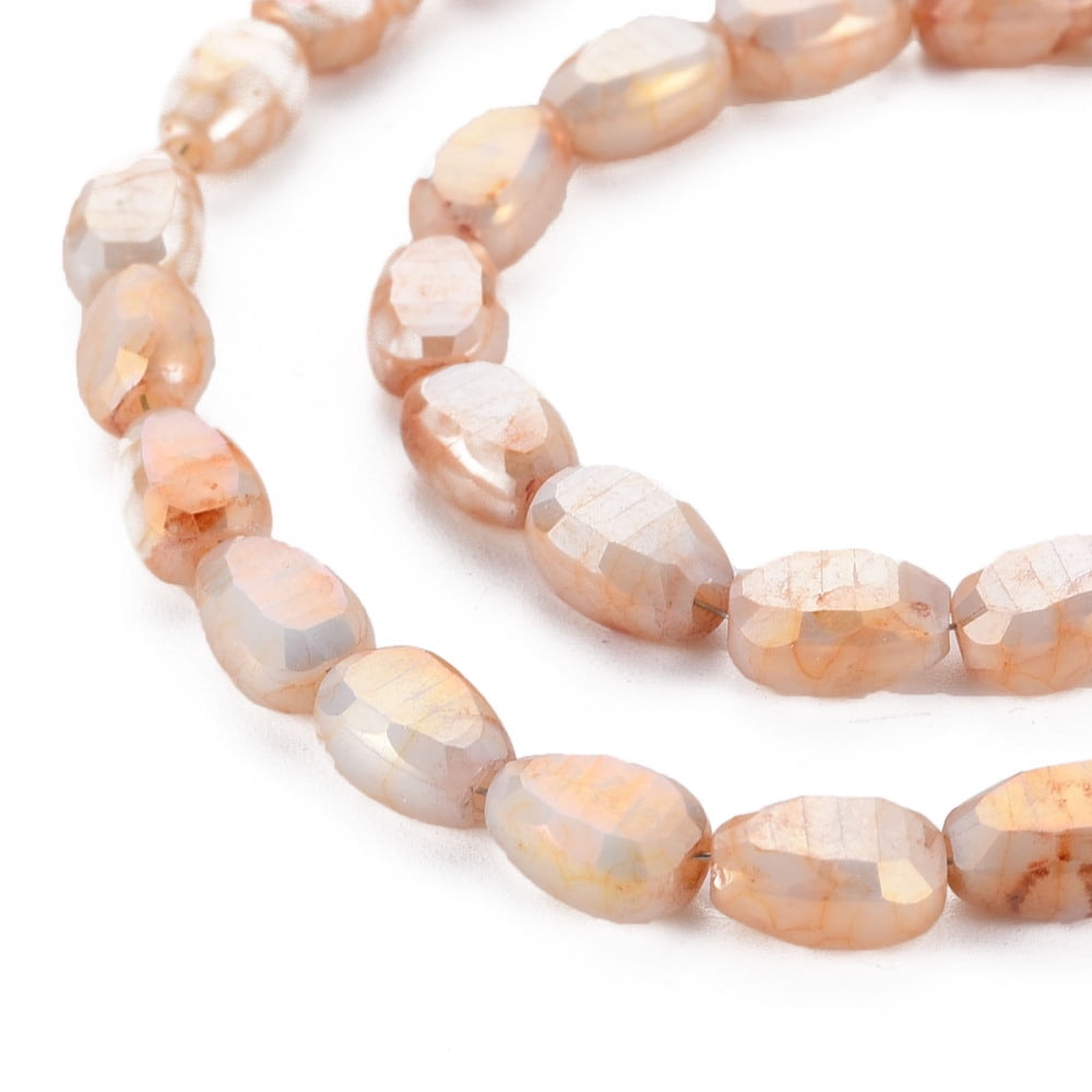 10Strand Opaque Baking Painted Crackle Glass Beads Strands Faceted AB Color Plated Melon Seeds Sandy Brown 9x6x4.5mm Hole: 1.2mm about 50pcs/strand 17.32 inches(44cm)