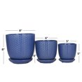 thumbnail image 4 of DecMode 8", 6", 5"H Indoor Outdoor Blue Porcelain Geometric Planter with Attached Saucer (3 Count), 4 of 9
