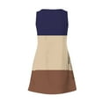 thumbnail image 6 of MIUOWANP Women's Casual Dresses Short Sleeve V-neck Dress with Pockets Color Blocking Sexy Loose Long Skirt Size S(4)Navy, 6 of 6