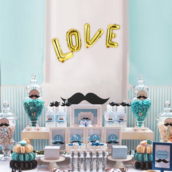 Luxshiny 1Set Wedding Party Balloon Golden Foil I Love You Shape Reusable Decoration