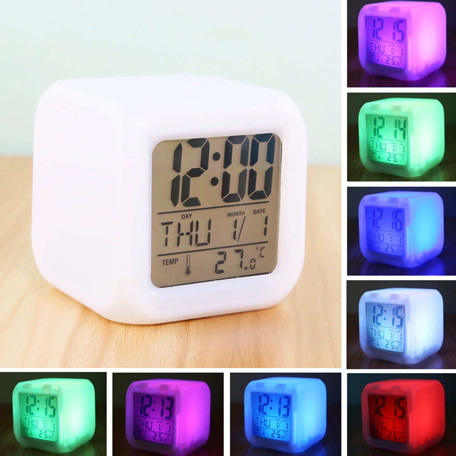 Alarm Clock for Kids, LED Digital Bedroom Alarm Clock Easy Setting Cube