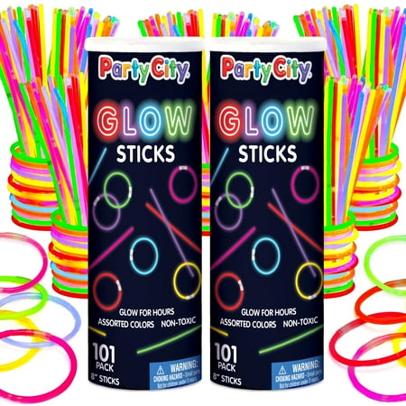 Party City 6 inch Multi Color Bendable Glow Sticks, Party Supplies Outdoor Events, Light Sticks for Kids and Adults, 202 Pieces