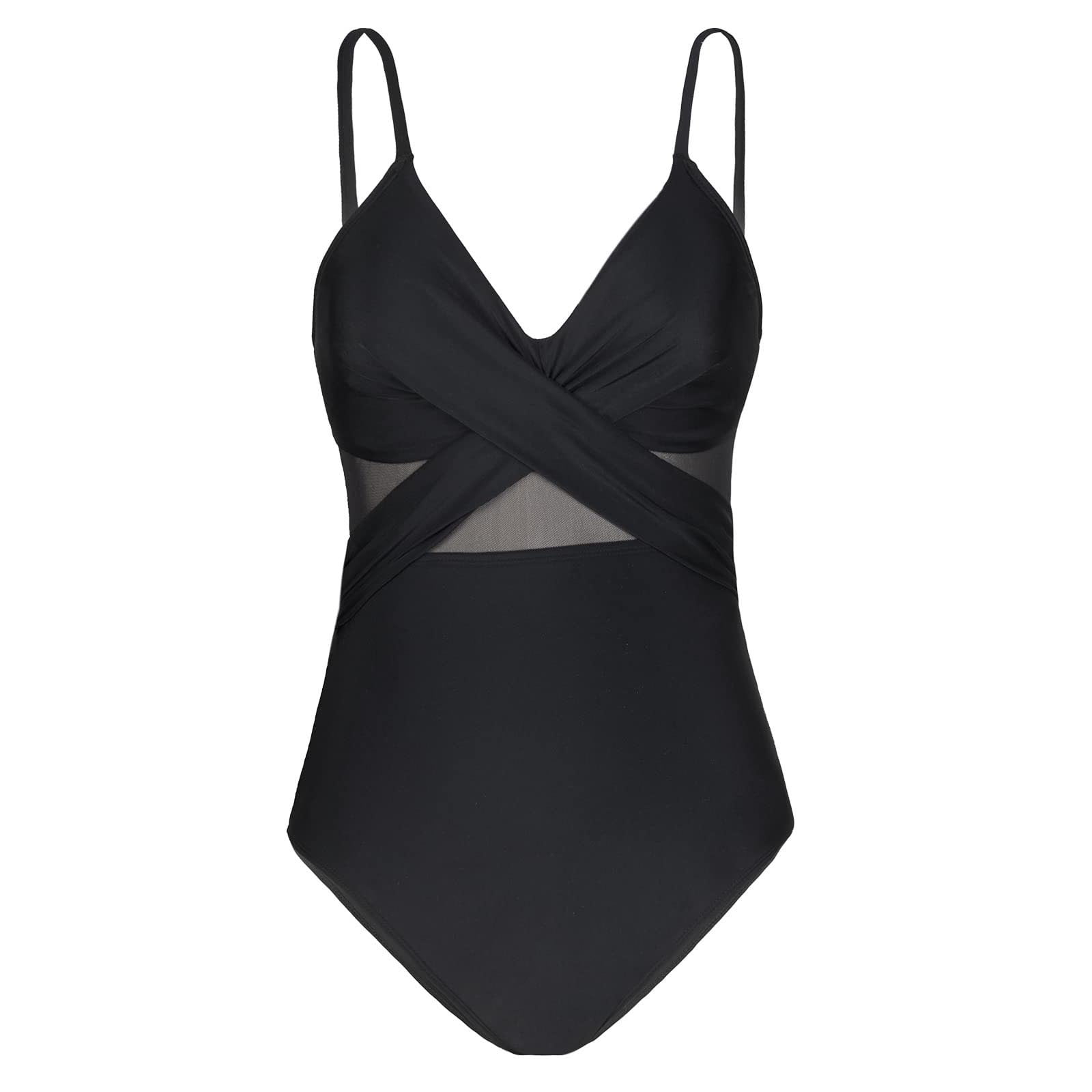 Tempt Me Women One Piece Tummy Control Swimsuits Push Up Bathing Suits  Cutout Mesh Front Cross Swimwear, Black, X-Small : : Clothing,  Shoes & Accessories