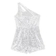 thumbnail image 4 of Zaldita Kids Girls Shiny Sequin Rompers Gown One Shoulders Sleeveless Short Jumpsuit Party Dance Outfits Silver 12, 4 of 5