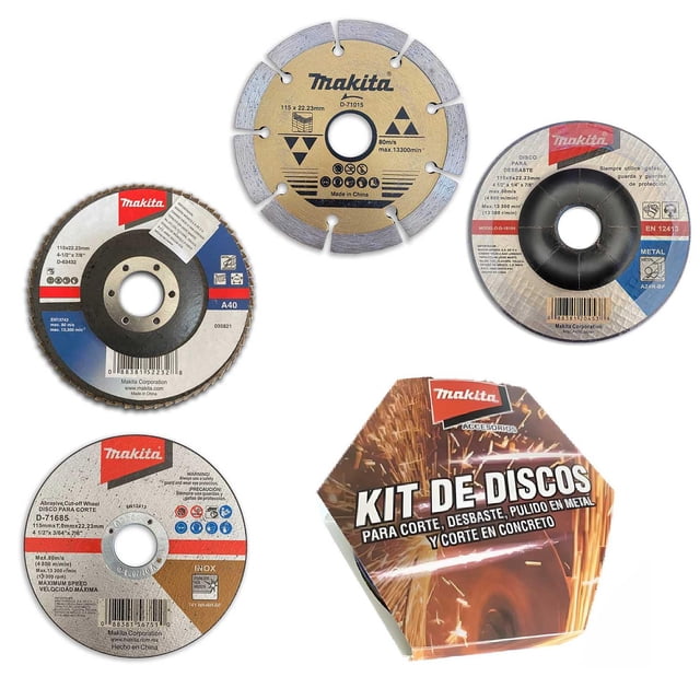 Set Discos Para Esmeril Corte Desbaste Pulido 4 Pzas Makita Makita B-90467-MAK
