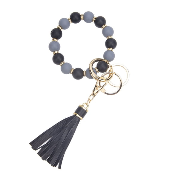 Keychains Silicone Beaded Wristlet with European Tassel and Hand Chain — Bead Ornament -Function Key Ring Stylish Accessory for Daily Use