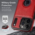 thumbnail image 5 of For Apple iPhone 18 Pro Max / iPhone 17 Pro Max Case, PU Premium Leather Slim Shockproof Cover, Red, 5 of 6