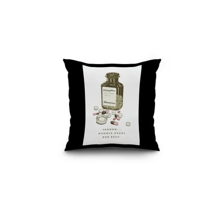 Shhhhh Mommie Needs Her Rest - Breathless Paper Co. Artwork (16x16 Spun Polyester Pillow, Black Border)