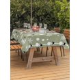 thumbnail image 2 of Outdoor Tablecloth with Umbrella Hole and Zipper, Christmas Snowman Green Rectangle Table Cloth 54x80 Inch Waterproof Tablecloth, Winter Snowflakes Xmas Retro Picnic Table Cover for Patio Camping, 2 of 7