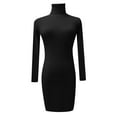 thumbnail image 4 of Lisingtool Dresses for Women 2023 Ladies Autumn Winter Turtleneck Knitted Sweater Dress Long Sleeve Stretch Dress Homecoming Dresses Black, 4 of 4