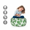 thumbnail image 2 of Philodendron Storage Toy Bag Chair, Repetitive Pattern of Detailed Drawn Tropical Leaves, Stuffed Animal Organizer Washable Bag, Large Size, Fern Green and White, by Ambesonne, 2 of 3