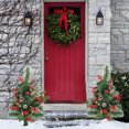 thumbnail image 2 of Lot de 2 Arbres de Noël Pré-Éclairés de 30 Pouces avec 20 Lumières LED Baies Rouges, Pommes de Pin & Boules Ornements à Piles pour Allée Jardin, 2 of 9