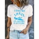 thumbnail image 1 of Women's Stylish Round Neck Short Sleeve T-Shirt with Creative Swimmer Print, Casual Summer Top, Comfortable Polyester Blend, Machine Washable, Leisure Wear | Playful Text Print | Comfortable Clothing, 1 of 6