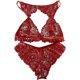 thumbnail image 1 of 2023 - Brasier sexy con encaje en V profundo para mujer, con pestañas de encaje, corsé push up, lencería para mujer, talla grande Rojo - M Rojo - M Xishao ropa, 1 of 2