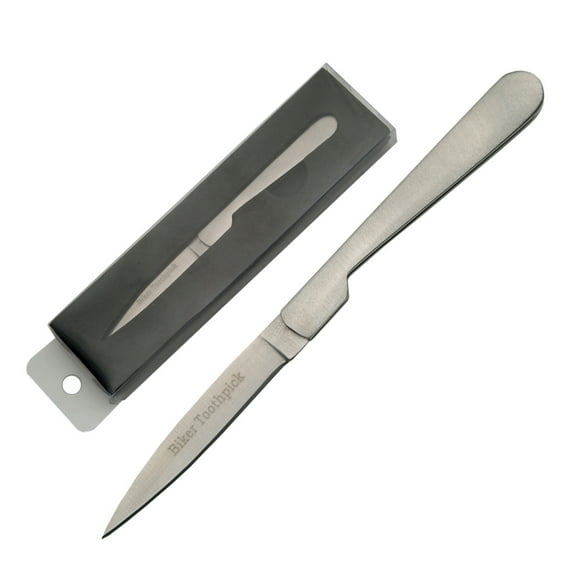3" Biker Toothpick Folding Knife with Stainless Steel Blade and Handle, Compact Everyday Carry Tool