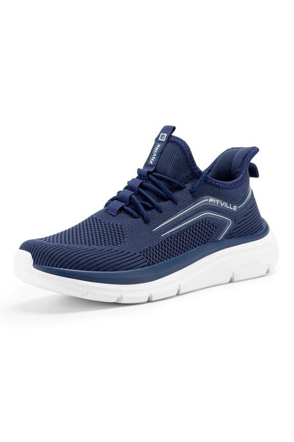 Mens Wide Walking Shoes Lightweight Athletic Sneakers for Hands Free, Dark Blue, 11 Wide