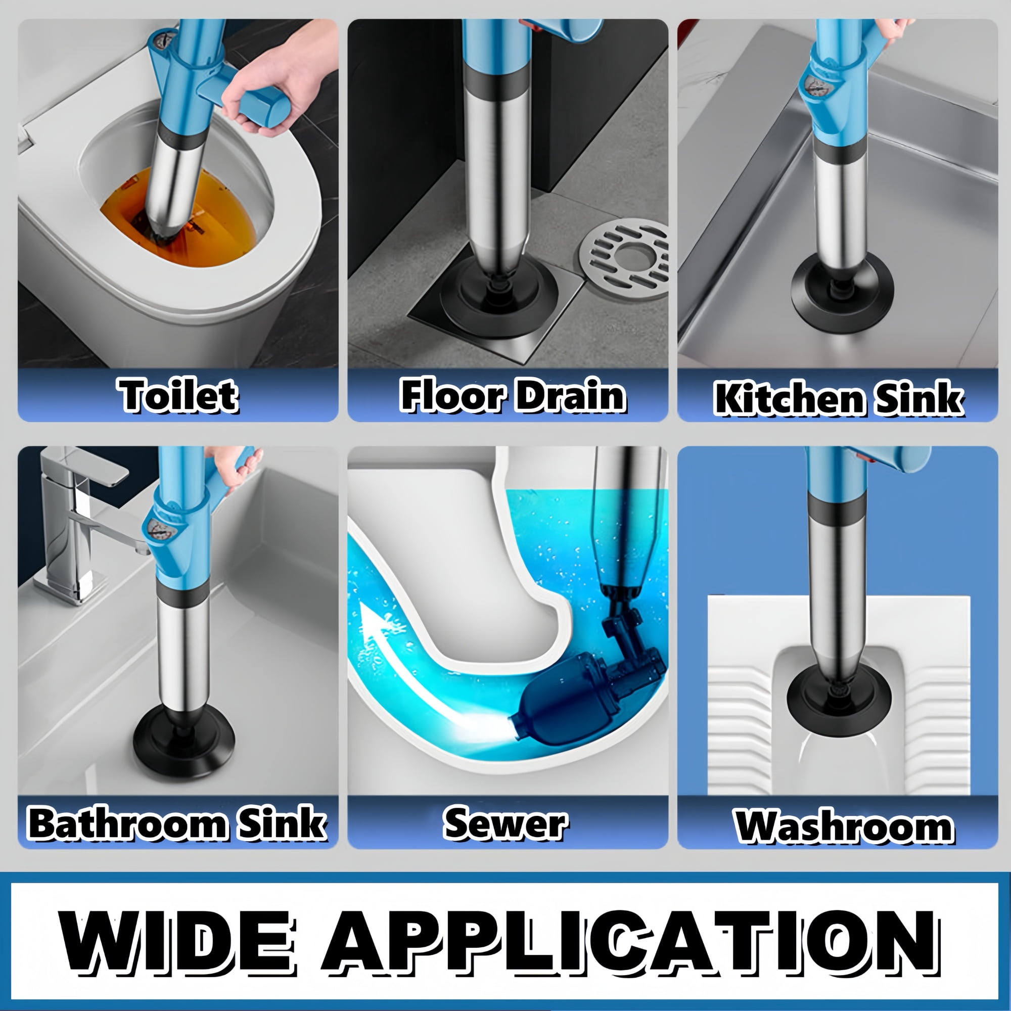 High Pressure Air Toilet Plunger, Air Drain Blaster Pump Plunger, Plunger for toilet, Power Vacuum Plumb Toilet Clog Remover for Kitchen Sinks, Shower Drains,Bathtub, Suction Plunger  Clogging Solver