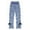 Blue-2406, variant on KIDSCOOL SPACE Girl Jeans,Raw Edge Ankle Hem Bowknot Decor Denim Pants,Blue,9-10 Years