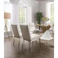 thumbnail image 3 of Plush Cushion White Leatherette 4pcs Side Chairs Dining Room Chair Metal Frame Contemporary Style, 3 of 6