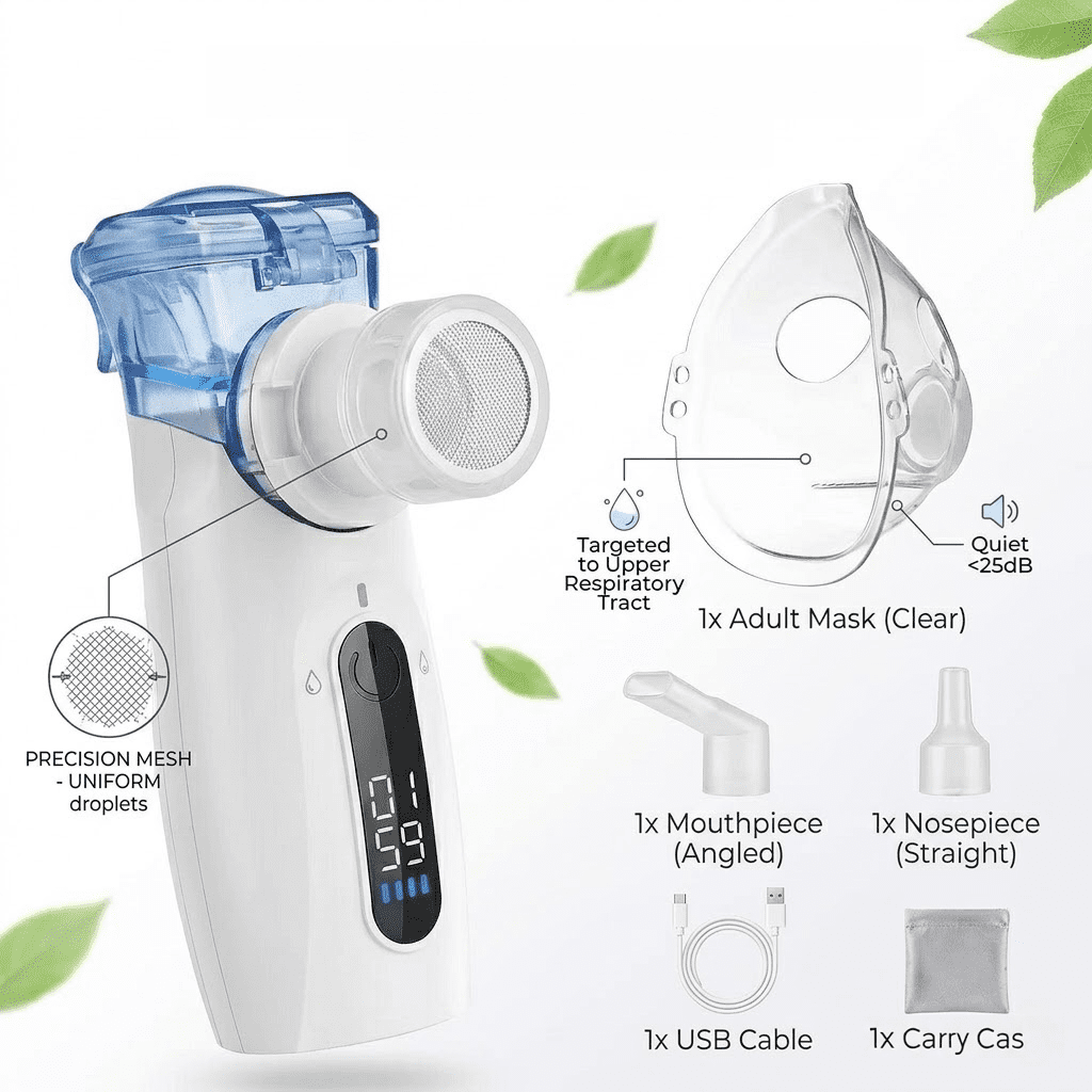 AJZIOJIRO Handheld Humidifier USB Rechargeable Steam Inhaler Portable Compressor for Home Travel