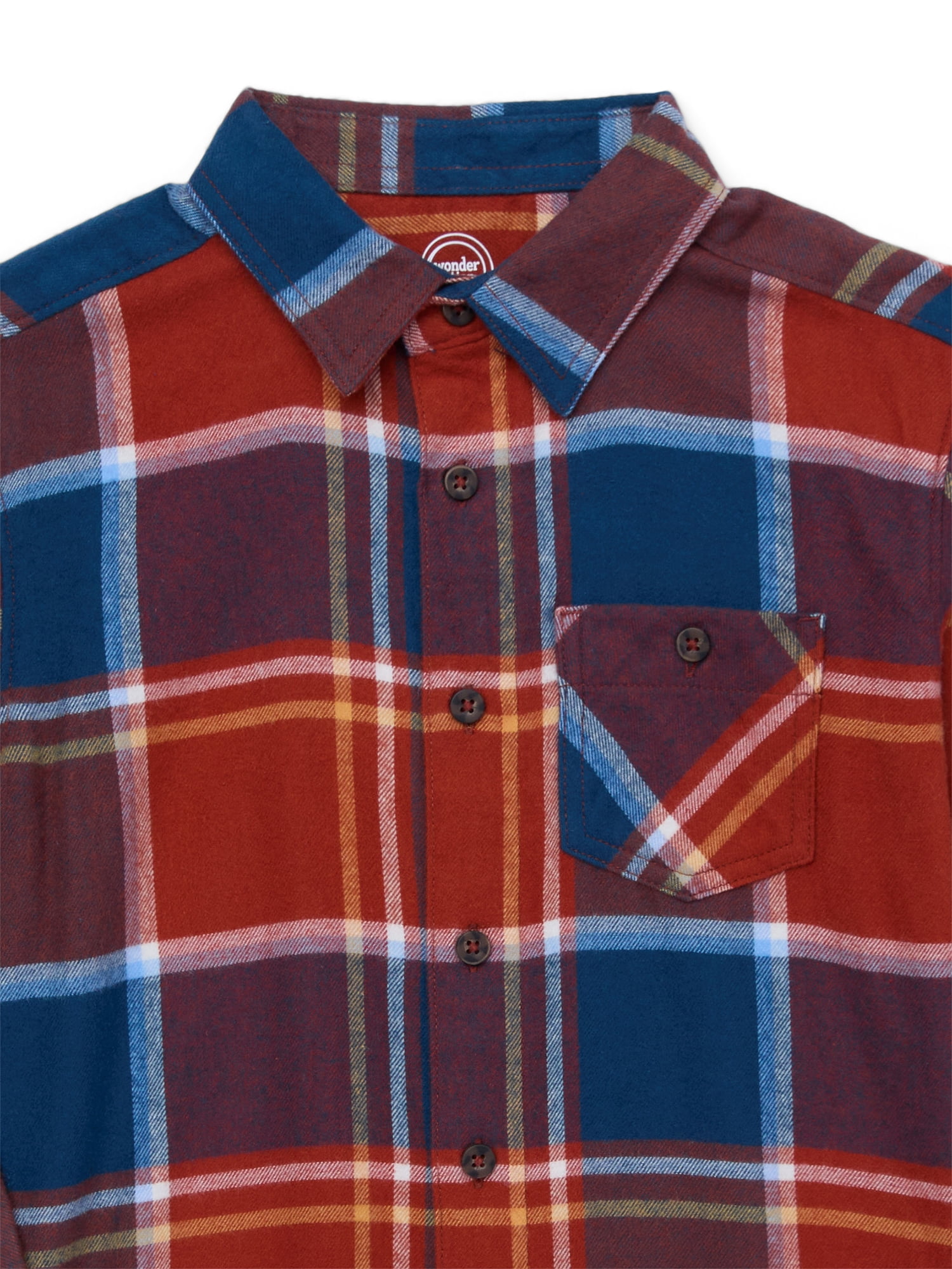 Wonder Nation Boys Long Sleeve Flannel Shirt, Sizes 4-18 & Husky
