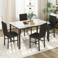 thumbnail image 2 of Furlinkhm Dining Table Set for 4, Modern 5 Piece Dining Table Set Faux Marble Kitchen Table & 4 Velvet Upholstered Chairs, Dining Room Set for Small Space, 2 of 9