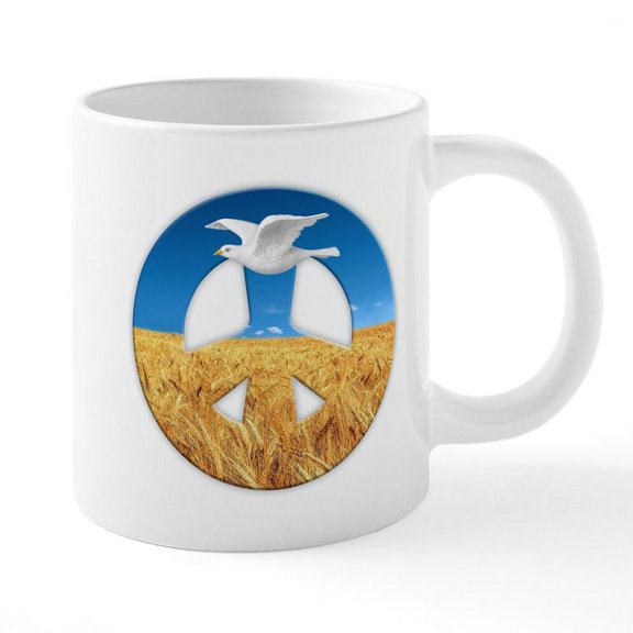 CafePress - Peace In Ukraine - 20 Oz White Ceramic Mega Mug