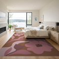 thumbnail image 3 of ODIKA 9'x12' Pink Brown Warm Floral Mid-Century Washable Area Rug Retro Blooming Pot Design with Flowing Shapes for Great Room, Indoor Concept, Large Living Low Pile, Flatwoven, 3 of 7