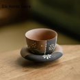 thumbnail image 5 of Old Rock Mud Cup Saucer Set Guest Special Bowl Cup Coaster Teaware Pure Hand-painted Chrysanthemum Curium Nail Art Teacup 35ml, 5 of 8