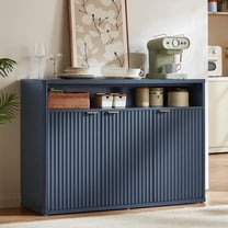 45 Inch Wide Wood Sideboard Credenza in Dark Blue with 3 Doors & Storage