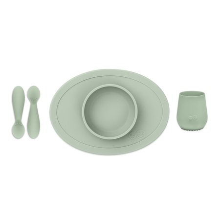 UPC: 0818156021691 | Ezpz First Foods Set (Sage) – 100% Silicone Mealtime Set – Includes Tiny Cup  [2] Tiny Spoon and Tiny Bowl – Designed by a Pediatric Feeding Specialist – Baby-led Weaning Gear & Baby Gift – 6 months+