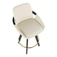thumbnail image 7 of Lumisource Cosmo Contemporary Fixed-Height Counter Stool with Swivel in Black Wood with Round Gold Metal Footrest and Cream Faux Leather Seat - Set of 2, 7 of 7
