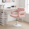 thumbnail image 4 of Silla de Oficina FurnitureR Ajustable sin Ruedas con Tela Teddy Rosa, 4 of 10