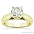thumbnail image 2 of Round Cut Moissanite by Charles & Colvard Cathedral Solitaire Engagement Ring in Yellow Gold, 2 of 4