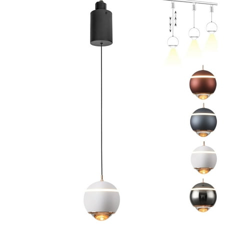 

FSLiving J-Type Track Light with Focused 7W LED Track Spotlight Modern Brown Pendant Light Adjustable Height Globe Shape Accent Downlight 3000K for Sloped Ceiling Gifts Customizable - 1 Light (Brown)