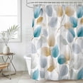 thumbnail image 4 of Botanical Leaves Bathroom Shower Curtains with 12 Hooks Waterproof Shower Curtain for Stalls and Bathtubs Teal Gray Blue Summer Branches Modern Decorative Bathroom Privacy Curtain 48x72 Inches, 4 of 9