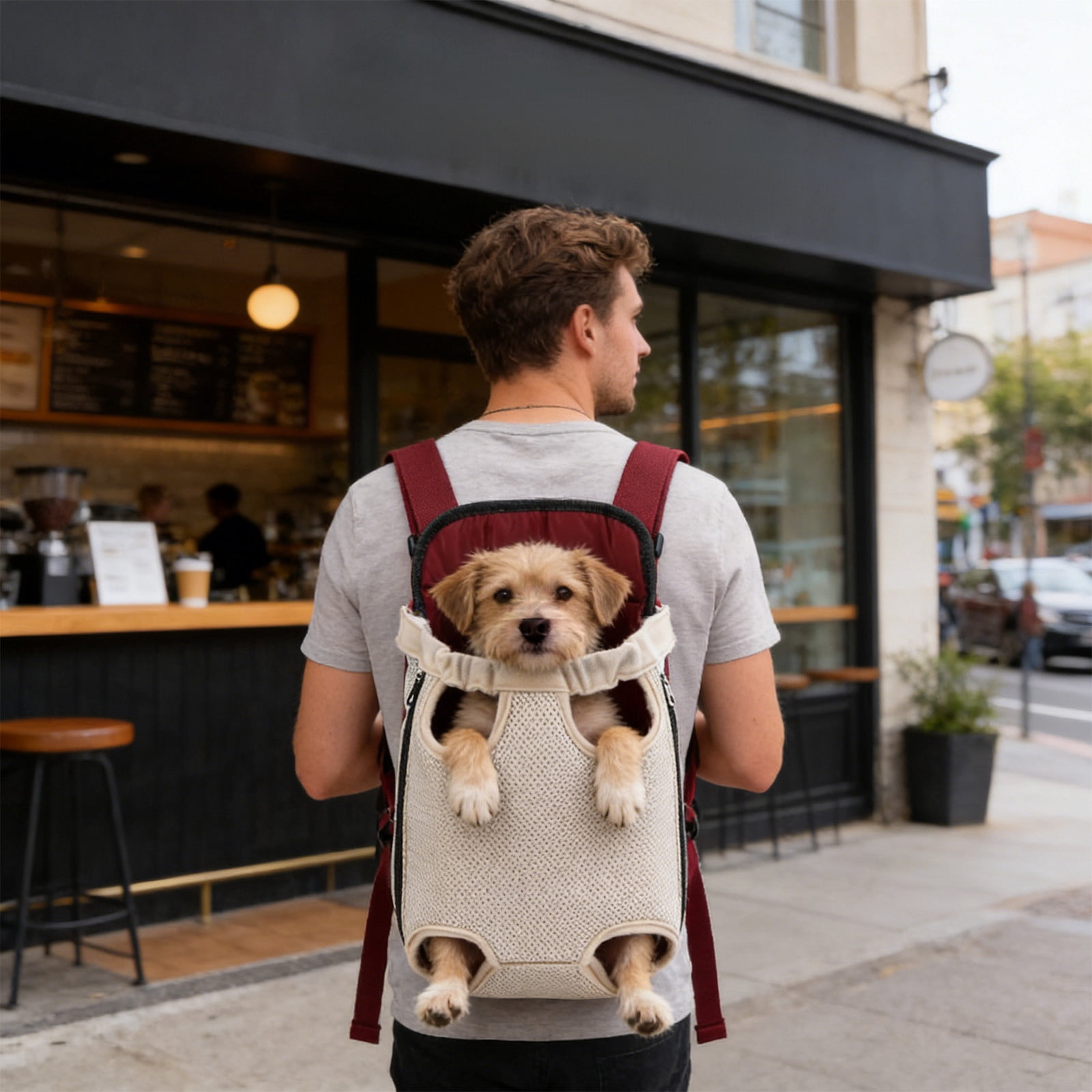 Lunxisen 2 Pcs Breathable Pet Backpack Carrier Mesh Ventilation Outdoor Travel Hiking Portable Dog Cat Carrier Bag(M)