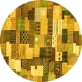 thumbnail image 1 of Ahgly Company Indoor Round Checkered Yellow Modern Area Rugs, 7' Round, 1 of 4