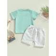 thumbnail image 4 of Faithtur Ensemble Pantalon Enfant, Garçon Manches Courtes Col Rond Lettres Hauts + Short Décontracté Rue à Cordon, 4 of 8