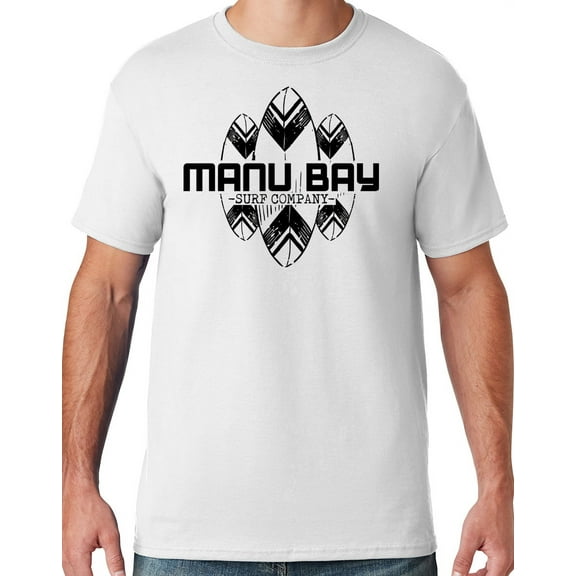 Mens Manu Bay Surf Company BLACK SURFBOARDS T-shirt, 3XL White