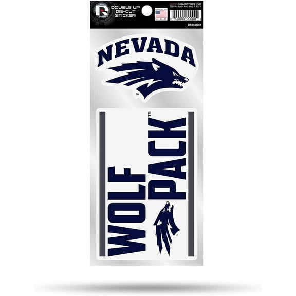 University of Nevada Reno Wolfpack 2-Piece Double Up Die Cut Sticker Decal Sheet, 4x8 Inch