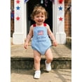 thumbnail image 6 of BemeyourBBs Newborn Baby Girl Boy 4th of July Outfit God Bless America Baby Clothes Patriot Independent Day Summer Bubble Romper Overalls Sleeveless Embroidery Letters Flag Bodysuit Jumpsuit Overalls, 6 of 9