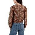 thumbnail image 2 of Self Esteem Womens Lace Trimmed Square Neck Baby Doll Blouse, Brown, Juniors, Medium, 2 of 3