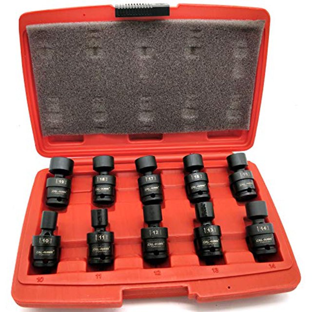 Cal Hawk Tools BISSU103M 10 Piece 3/8" Drive Shallow Universal Impact Ball Metric Socket Set