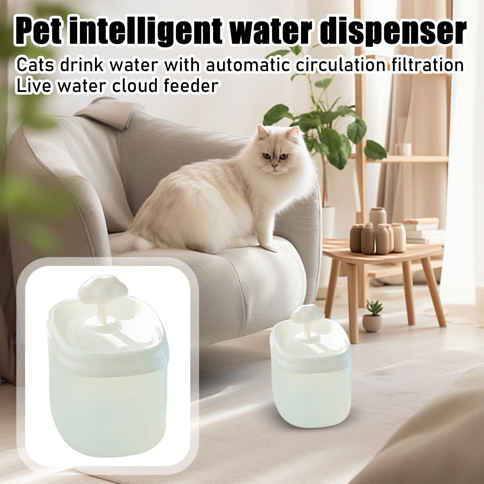 Pet Smart Water Fountain, Automatic Circulating Filtered Running Water with Cloud Design, for Cats Dogs Indoor Use - Walmart.com