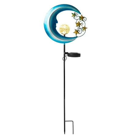 

Solar Light Garden Path Decoration Metal Moon Star Cracked Glass